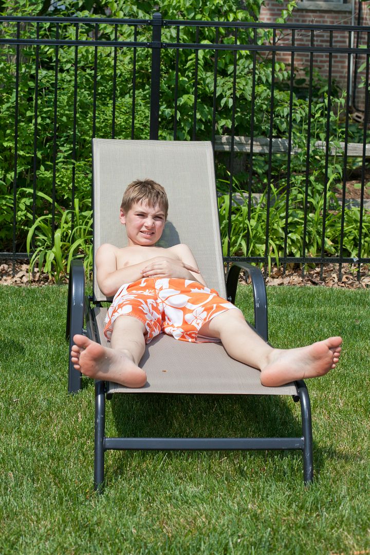 Family time: Spending time by the swimming pool