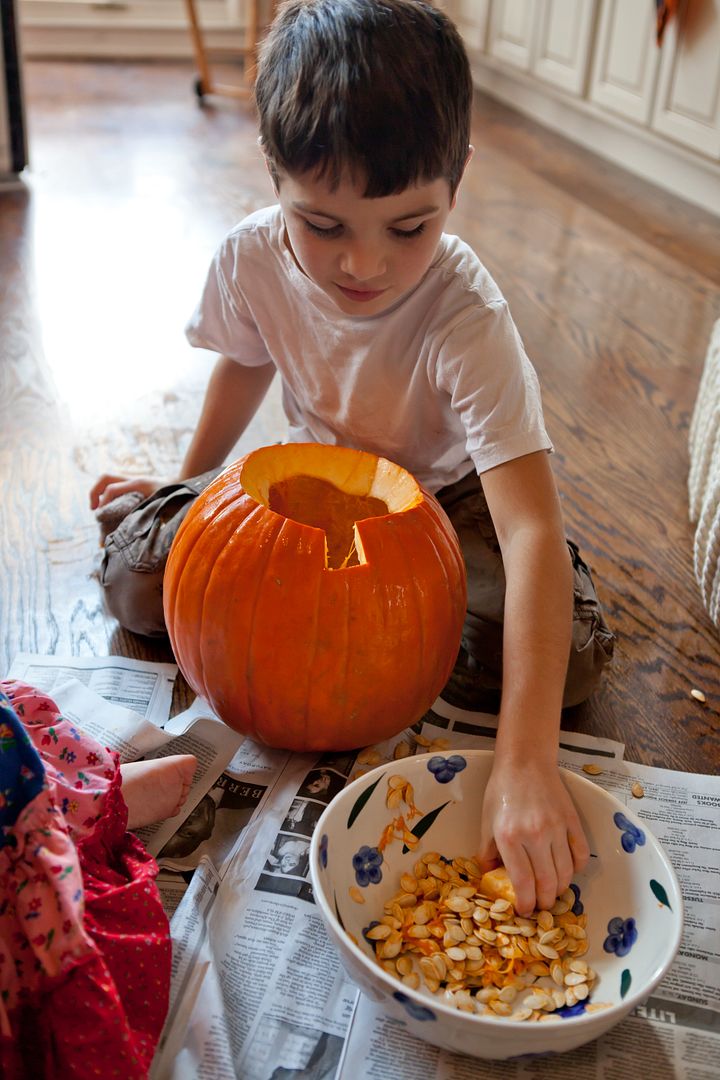 Family fall weekend; carving pumpkins