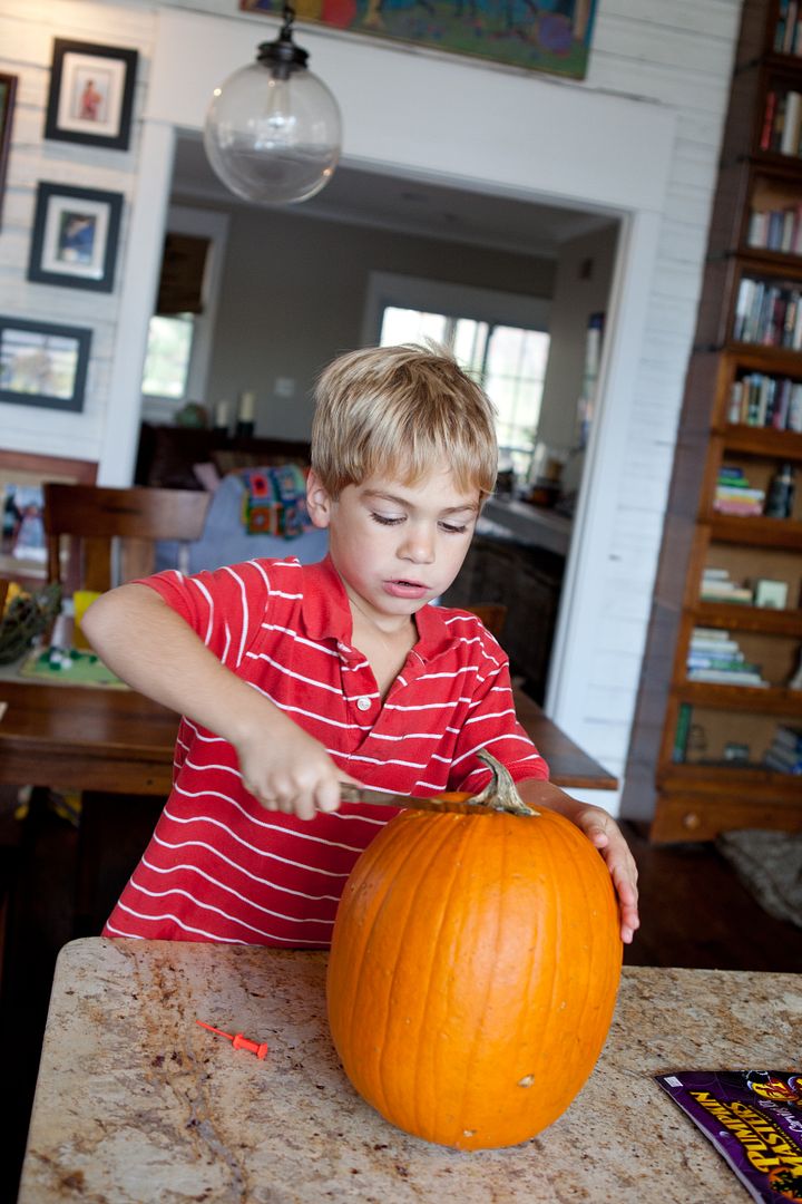 Family fall weekend; carving pumpkins