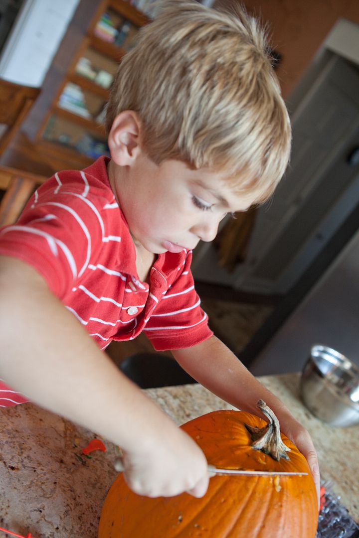 Family fall weekend; carving pumpkins