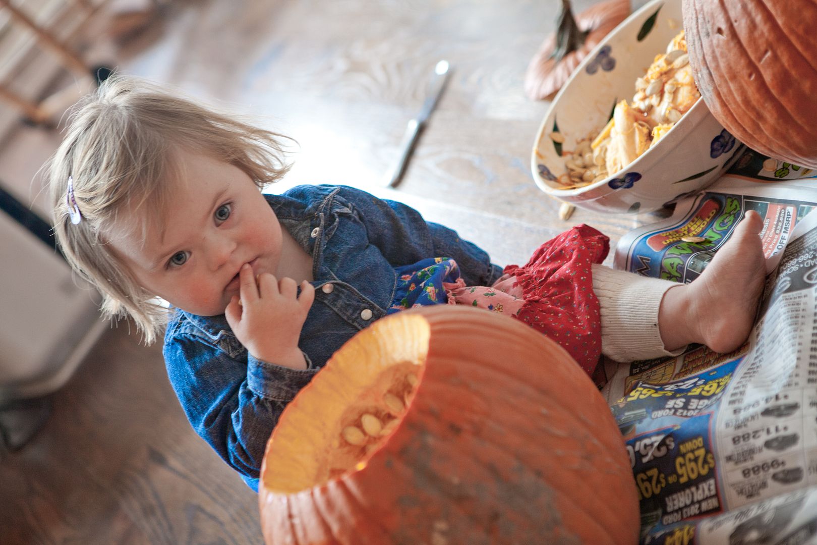 Family fall weekend; carving pumpkins