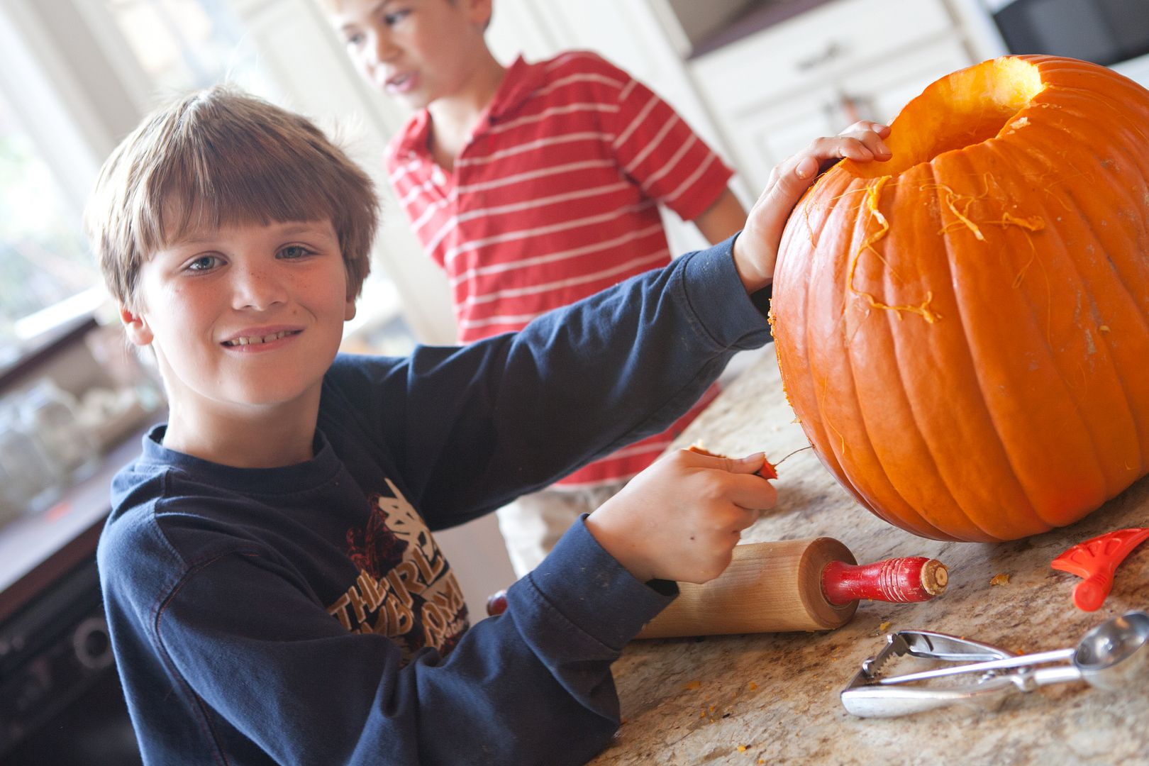 Family fall weekend; carving pumpkins