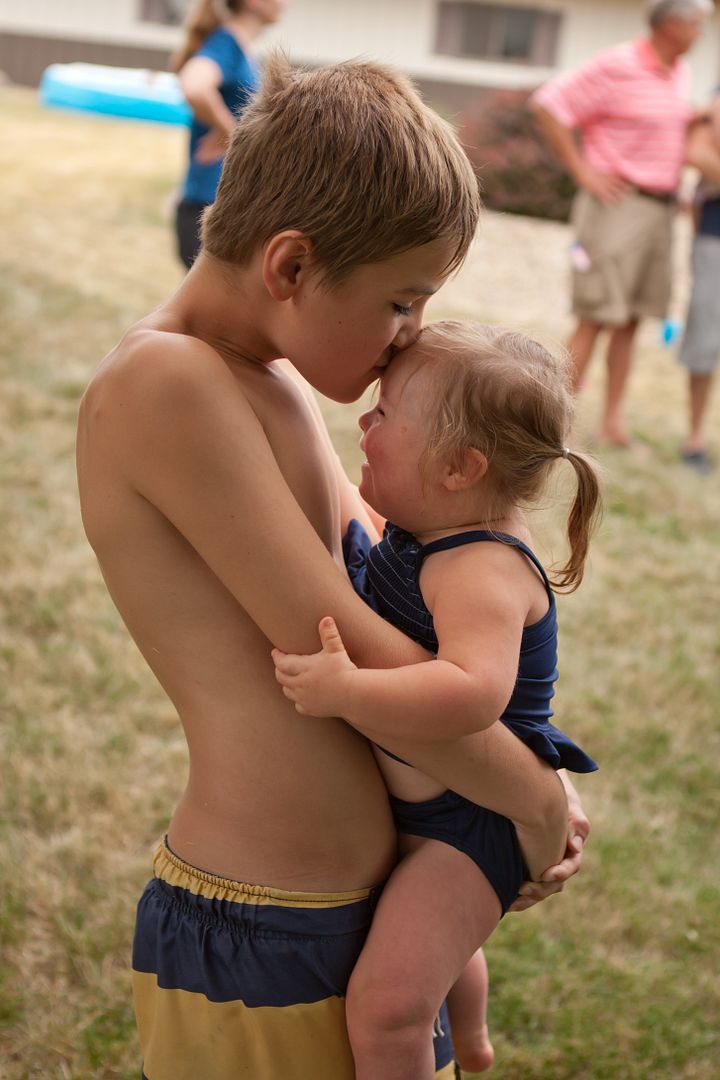 enjoying family at a reunion on the farm