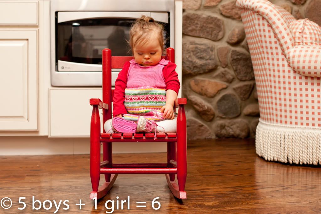 Grace in her perfect red rocking chair