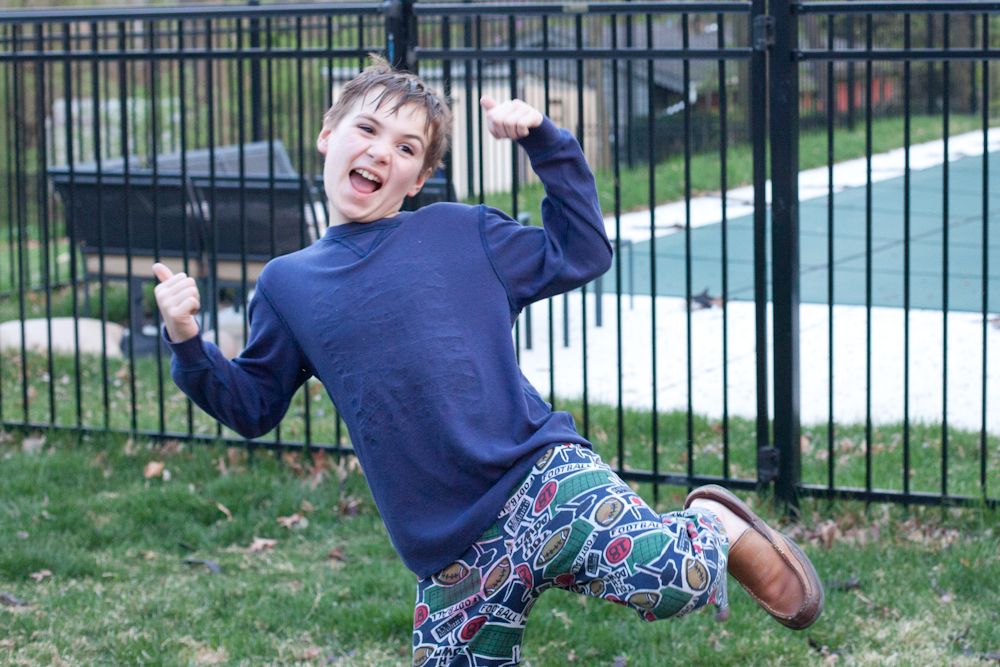 Family spring break: Liam doing the happy dance