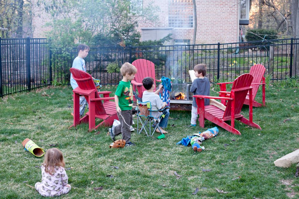 Family spring break: Evening bonfire