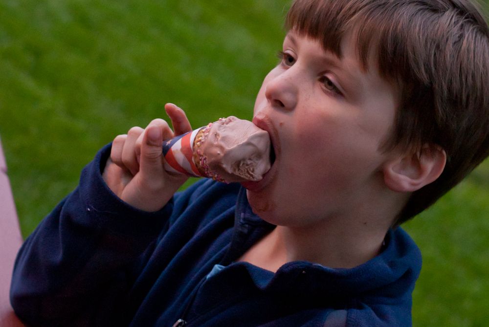 Patrick enjoying Ice Cream at Plush Horse