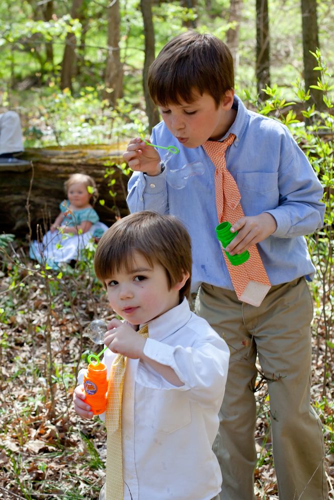 Grace and her Brothers enjoying the forest on Easter Morning