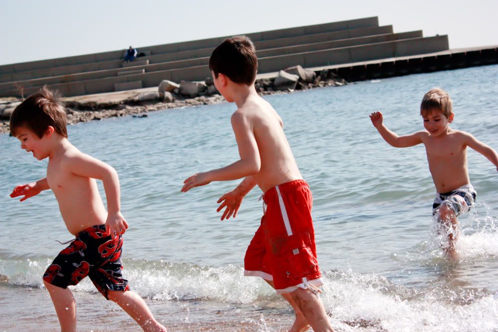 Dani playing with the boys on the beach