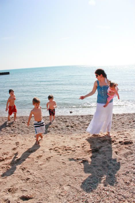 The boys and Grace enjoying a day at Lake Michigan