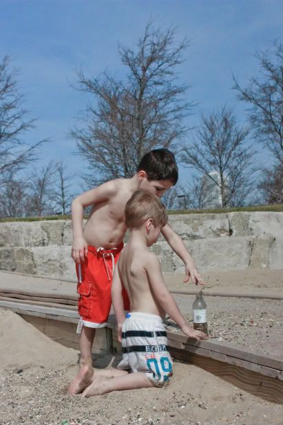 Ryan and Sean playing in the sand