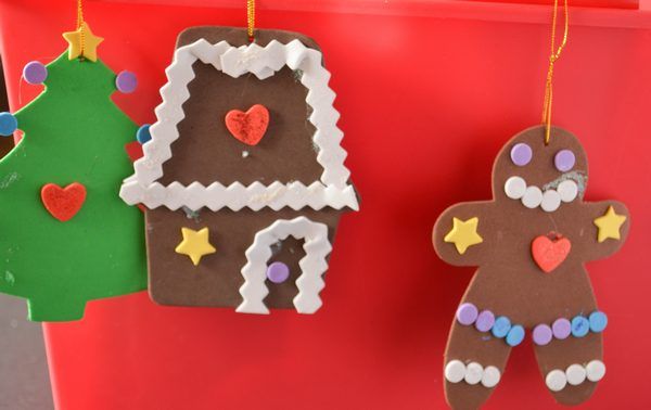 Christmas Crafts for Kids: Foam Gingerbread Ornaments