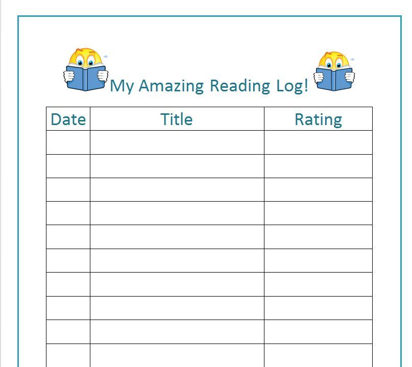 Free Printable Reading Log Preview Free Printable Reading Log Preview