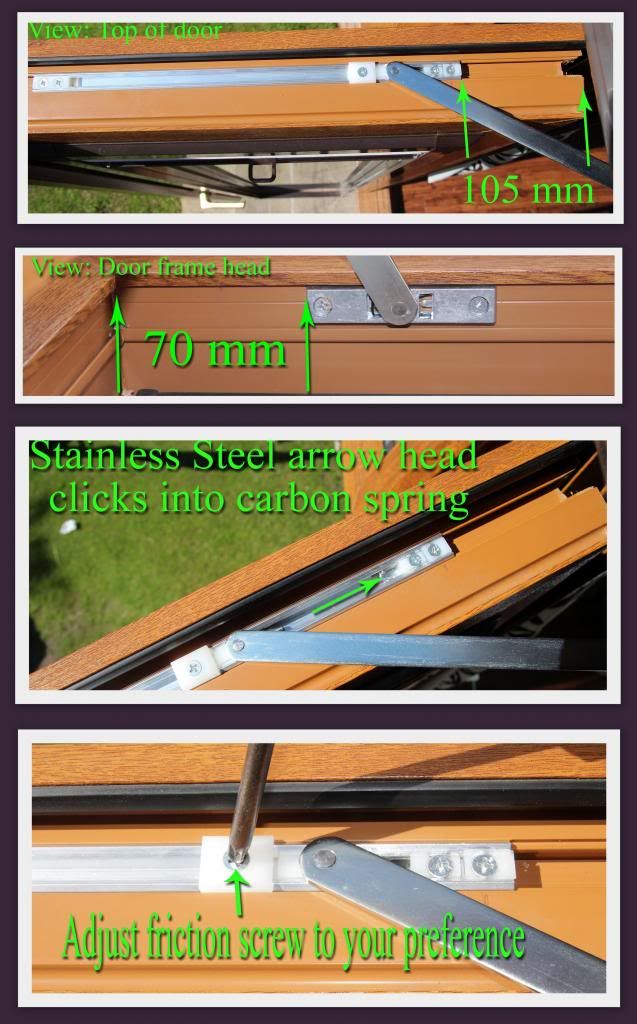 UPVC DOOR RESTRICTOR ARM STAY 335MM PVC DOUBLE FRENCH PATIO