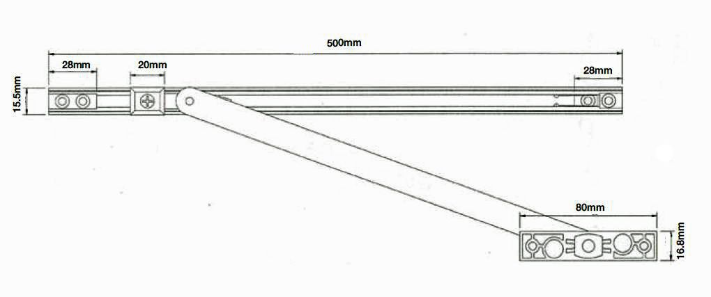 140 DEGREE UPVC DOOR RESTRICTOR ARM STAY 500MM - UPVC DOUBLE FRENCH ...