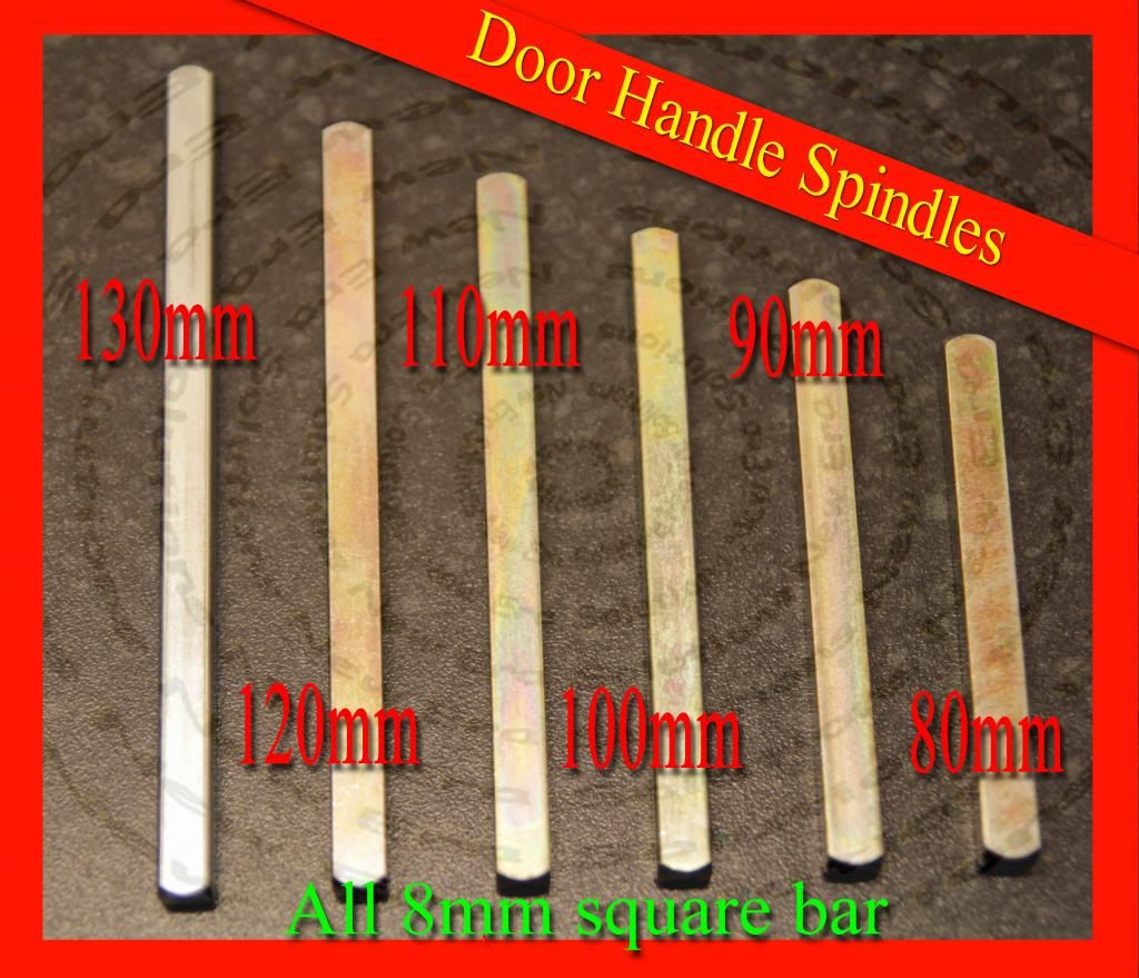 Steel Door Spindle Bars for Handles and Knobs, 8mm X 8mm Square Section