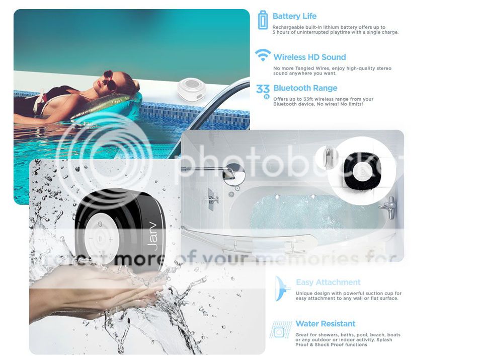 Jarv Mist Wireless Bluetooth Water Resistant Shower Speaker