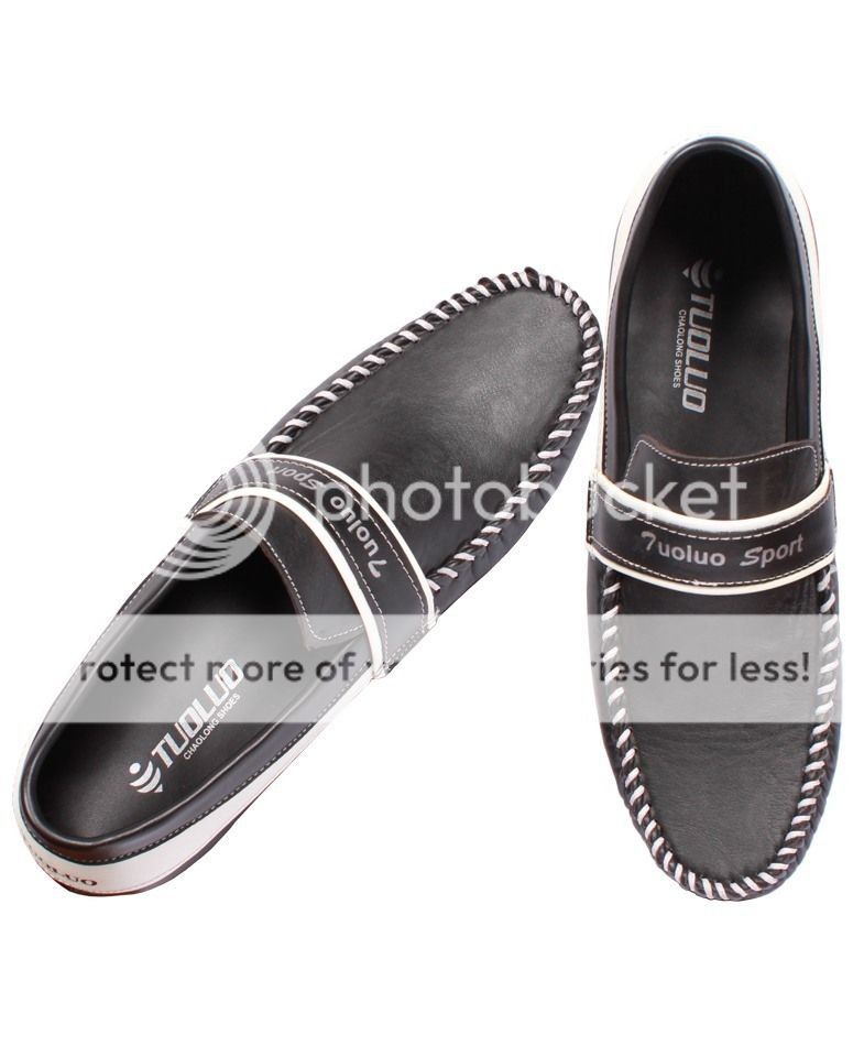 Black With White Stitched Style Loafers SYB-569