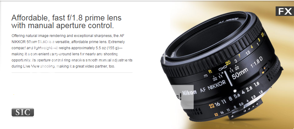 Nikon Lens 50mm f/1.8D