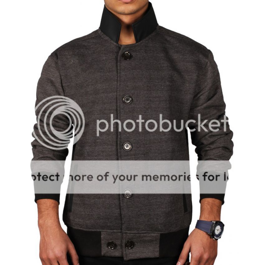 Rexine High Collar Stylish Fleece Jacket Charcoal and Black price in