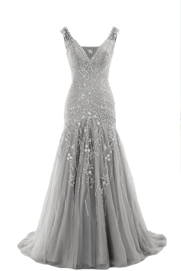 v-neck glittery wedding gown