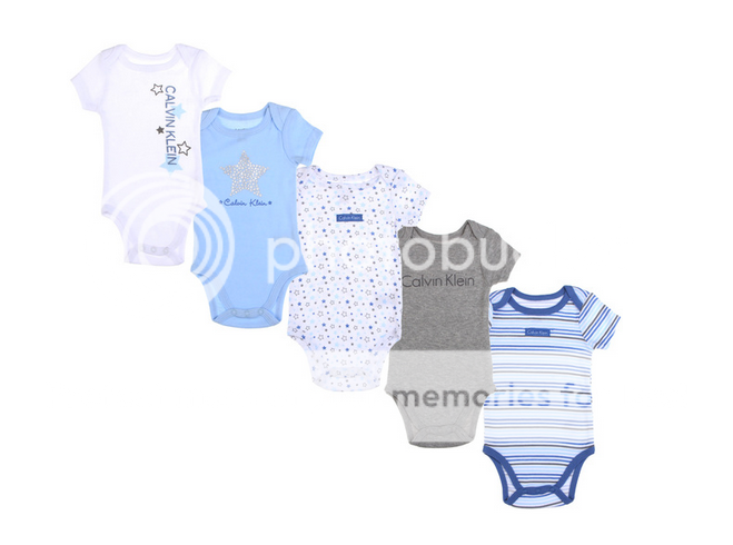Calvin Klein Designer Baby Boy Clothes 5 Bodysuits Gray Blue Star 3 6 Months