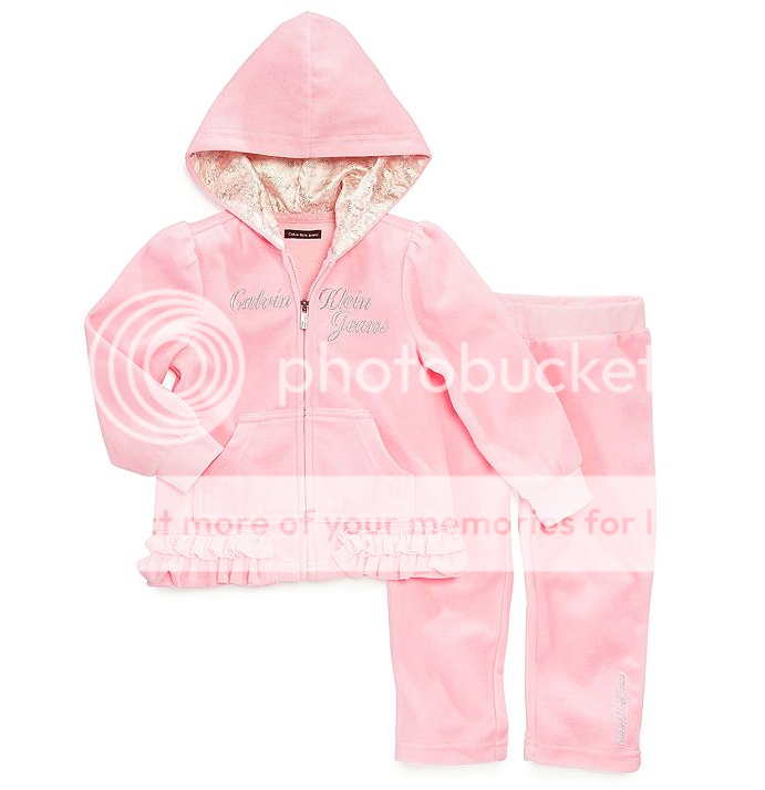 Calvin Klein Designer Baby Girl Clothes Set Velour Pink 12 18 24 Month