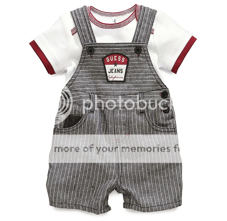 Guess Designer Baby Boy Clothes Shortalls Top White Gray Red 3 6 Months