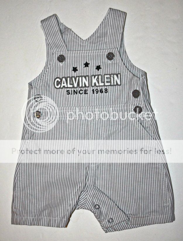 Calvin Klein Baby Boy Designer Clothes Shortalls Bodysuit Gray 3 6 9 Months