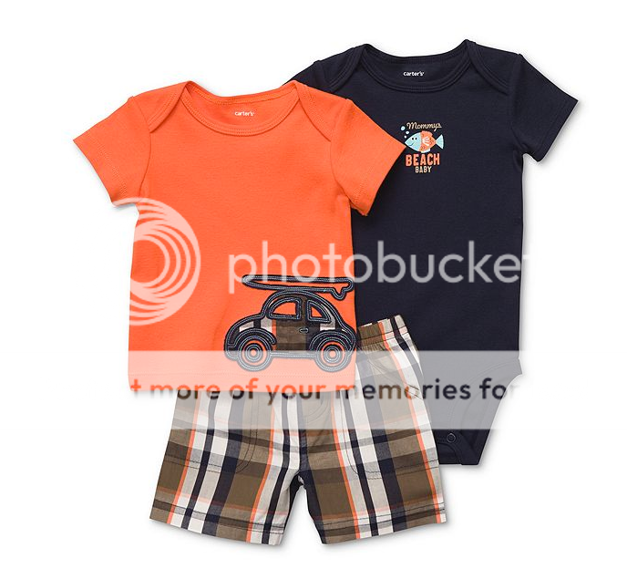 Carters Baby Boy Summer Clothes 3 Piece Set Orange Car 3 6 9 12 18 24 Months
