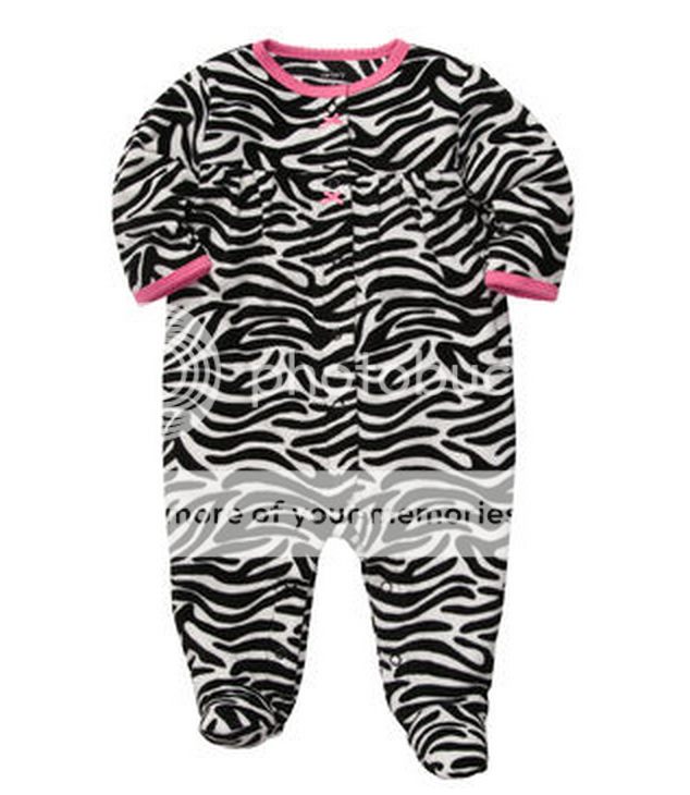 Carters Baby Girl Clothes Sleepwear Pajama Black White Zebra 3 6 9 Months