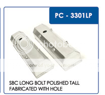 SBC TALL POLISHED ALUM FABRICATED VALVE COVERS WITH LONG BOLTS PC 3301 